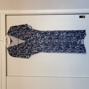 Downeast dress deep dusty blue paisley print